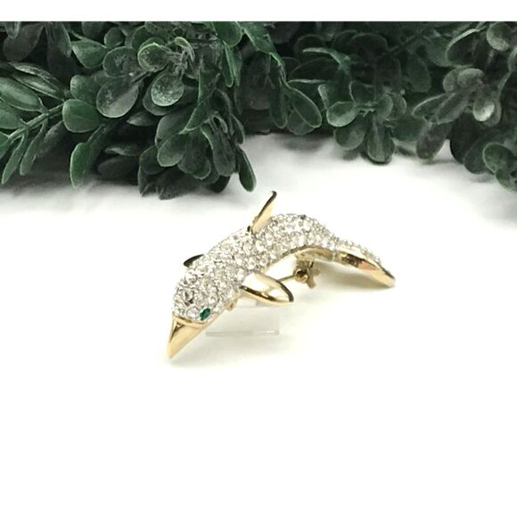Dolphin Crystal Rhinestone Brooch Pin Jewelry Elegant Accessory - Picture 9 of 15